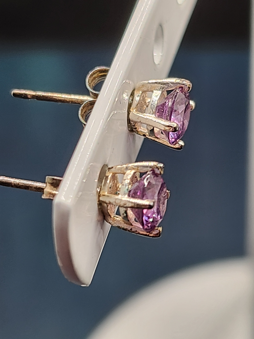 Gold-Tone Purple Crystal Stud Earrings - Women Jewelry